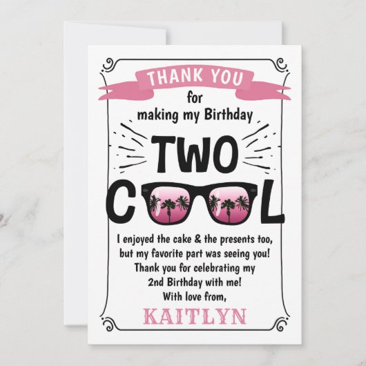 Twee jaar na de geboorte van twee meisjes bedankkaart (Voorkant)