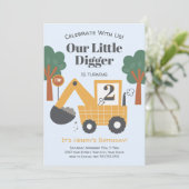 Twee jaar oud bouwthema verjaardagsfeest kaart (Staand voorkant)