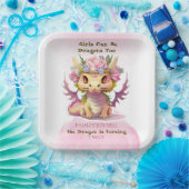 Twee jaar oud meisje draak papieren bordje (Feest)