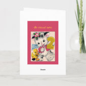 Twee jaar oud meisje Verjaardag Kaart kat en eend (Achterkant)