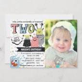 Twee jaar oud Monster Birthday Uitnodiging (Voorkant)