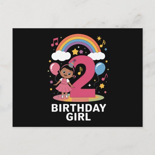 Twee jaar oud verjaardagsmeisje Schattige 2e verja Briefkaart (Voorkant)