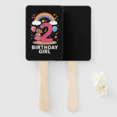 Twee jaar oud verjaardagsmeisje Schattige 2e verja Handwaaier (Voorkant en achterkant)