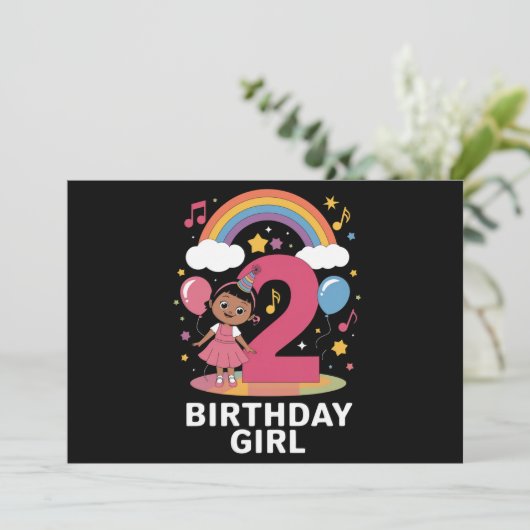 Twee jaar oud verjaardagsmeisje Schattige 2e verja Kaart (Staand voorkant)