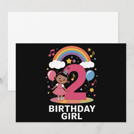Twee jaar oud verjaardagsmeisje Schattige 2e verja Kaart (Voorkant / Achterkant)