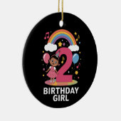 Twee jaar oud verjaardagsmeisje Schattige 2e verja Keramisch Ornament (Rechts)