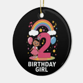Twee jaar oud verjaardagsmeisje Schattige 2e verja Keramisch Ornament (Links)