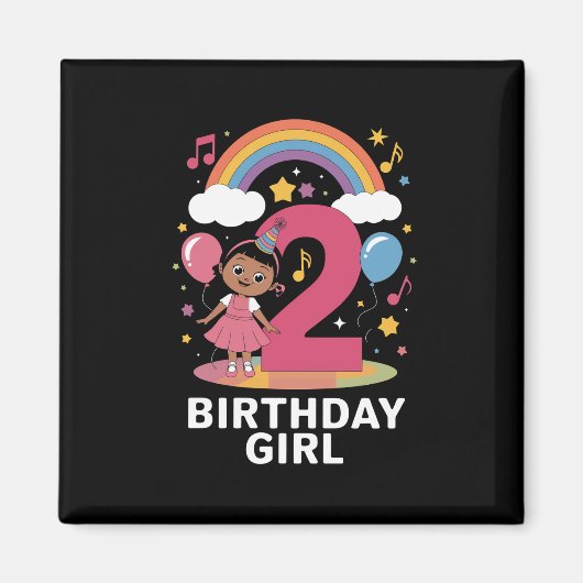 Twee jaar oud verjaardagsmeisje Schattige 2e verja Magneet (Voorkant)