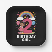 Twee jaar oud verjaardagsmeisje Schattige 2e verja Papieren Bordje (Voorkant)
