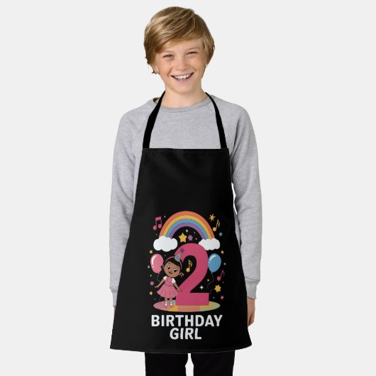 Twee jaar oud verjaardagsmeisje Schattige 2e verja Schort (Gedragen)