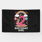 Twee jaar oud verjaardagsmeisje Schattige 2e verja Spandoek (Horizontaal)