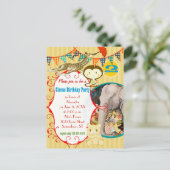 Twee jaar oude Circus Elephant Monkey Giraffe Part Uitnodiging Briefkaart (Staand voorkant)