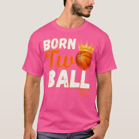 Twee jaar oude geboren twee bal basketbal 2e verja t-shirt (Voorkant)
