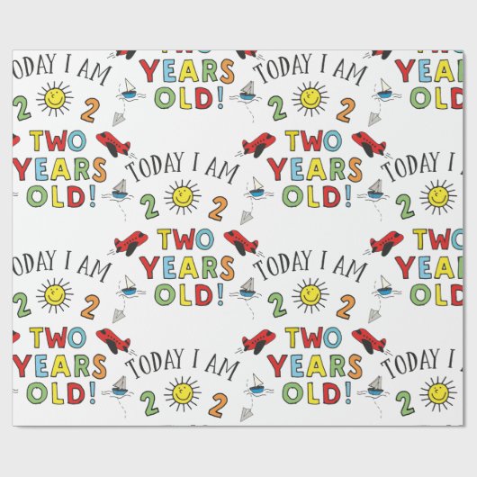 twee jaar oude jongen cadeaupapier (Vlak)