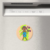 Twee jaar oude kinderen verjaardag—sok aap ontwerp magneet (Insitu (Vaatwasser))