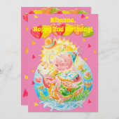 Twee jaar oude kleine meisjes gepersonaliseerde ve bedankkaart (Voorkant / Achterkant)