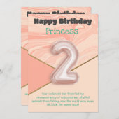 Twee jaar oude meisjes Happy Birthday-kaart (Voorkant / Achterkant)