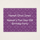 Twee jaar oude meisjes op de geboortenkaart visitekaartjes (Achterkant)