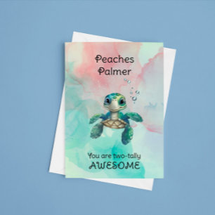 Twee jaar oude Turtle Verjaardag Kaart