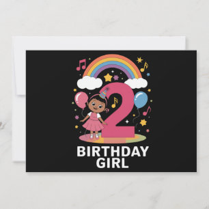 Twee jaar oude verjaardagsmeisje Cute 2de verjaard Kaart