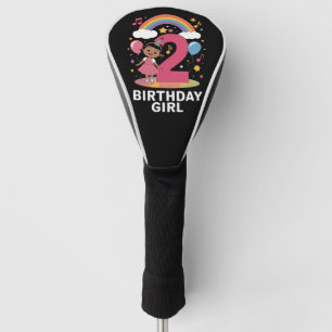 Twee jaar oude verjaardagsmeisje Cute 2e verjaarda Golfheadcover