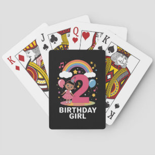 Twee jaar oude verjaardagsmeisje Cute 2e verjaarda Pokerkaarten