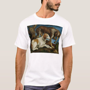 Twee jachthonden gebonden aan een boompomp, c.1548 t-shirt