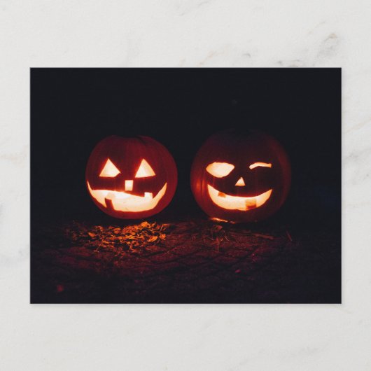 Twee Jack-o-Lanterns op Halloween Briefkaart (Voorkant)