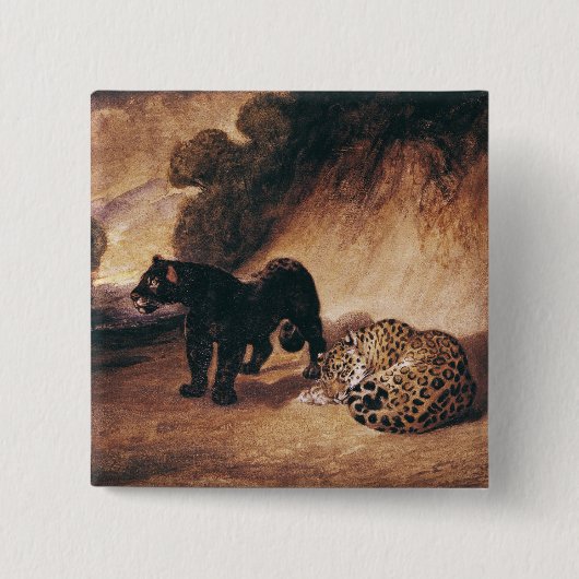 Twee Jaguars uit Peru Vierkante Button 5,1 Cm (Voorkant)
