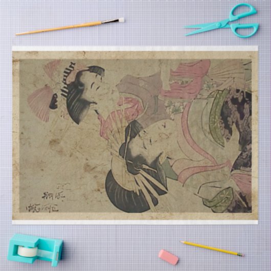 Twee Japanners Woodblock Print Ukiyo Style Tissuepapier (Craft)