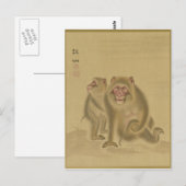 Twee Japans Apen Briefkaart (Voorkant / Achterkant)