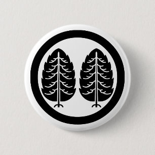 Twee Japanse cederbomen in cirkel Ronde Button 5,7 Cm