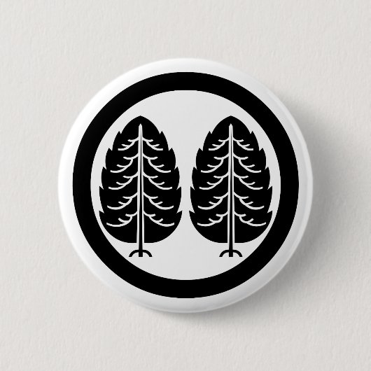Twee Japanse cederbomen in cirkel Ronde Button 5,7 Cm (Voorkant)