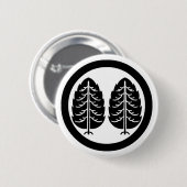 Twee Japanse cederbomen in cirkel Ronde Button 5,7 Cm (Voorkant /achterkant)