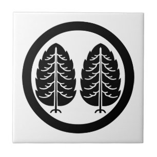 Twee Japanse cederbomen in cirkel Tegeltje