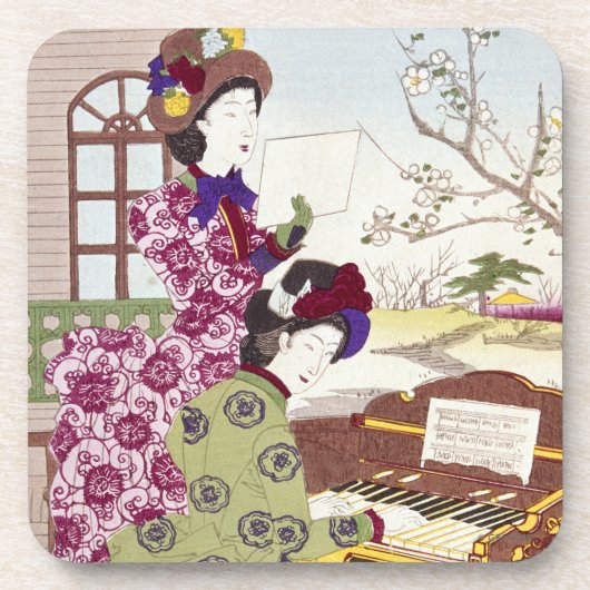 Twee Japanse Dames, C1890 Drankjes Onderzetter (Voorkant)