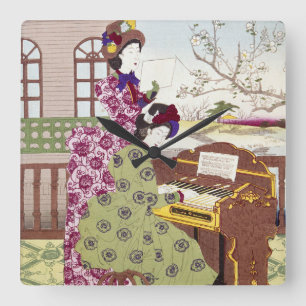 Twee Japanse Dames, C1890 Vierkante Klok