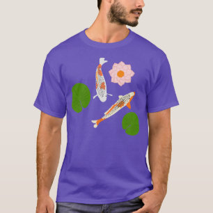 Twee Japanse Koi Fish Waterlily Koi Pond T-shirt