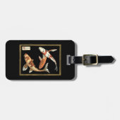 Twee Japanse Koi Goldfish op zwarte achtergrond Bagagelabel (Voorkant horizontaal)