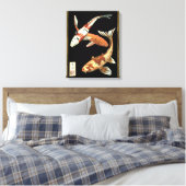 Twee Japanse Koi Goldfish op zwarte achtergrond Canvas Afdruk (Insitu (Slaapkamer))