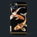 Twee Japanse Koi Goldfish op zwarte achtergrond iPhone 13 Hoesje<br><div class="desc">Dit afbeelding vertegenwoordigt twee felkleurige oranje Koi Goldfish op een stijlvolle zwarte achtergrond. Deze hedendaagse,  fijne kunstdrukken van een traditioneel Japans en oosterse geïnspireerd detail zullen elk Zazzle product een teken geven.</div>