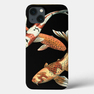 Twee Japanse Koi Goldfish op zwarte achtergrond Case-Mate iPhone Case