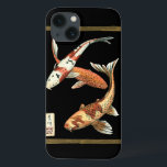 Twee Japanse Koi Goldfish op zwarte achtergrond Case-Mate iPhone Case<br><div class="desc">Dit afbeelding vertegenwoordigt twee felkleurige oranje Koi Goldfish op een stijlvolle zwarte achtergrond. Deze hedendaagse,  fijne kunstdrukken van een traditioneel Japans en oosterse geïnspireerd detail zullen elk Zazzle product een teken geven.</div>