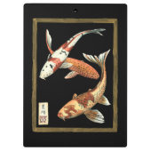 Twee Japanse Koi Goldfish op zwarte achtergrond Klembord (Achterkant)