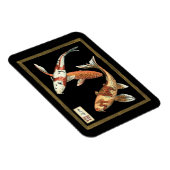 Twee Japanse Koi Goldfish op zwarte achtergrond Magneet (Rechterzijde)