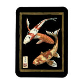 Twee Japanse Koi Goldfish op zwarte achtergrond Magneet (Verticaal)