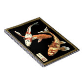 Twee Japanse Koi Goldfish op zwarte achtergrond Notitieboek (Rechterzijde)