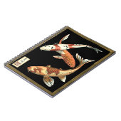 Twee Japanse Koi Goldfish op zwarte achtergrond Notitieboek (Linkerzijde)