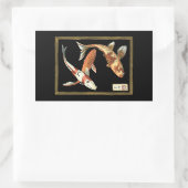 Twee Japanse Koi Goldfish op zwarte achtergrond Rechthoekige Sticker (Tas)