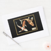 Twee Japanse Koi Goldfish op zwarte achtergrond Rechthoekige Sticker (Envelop)